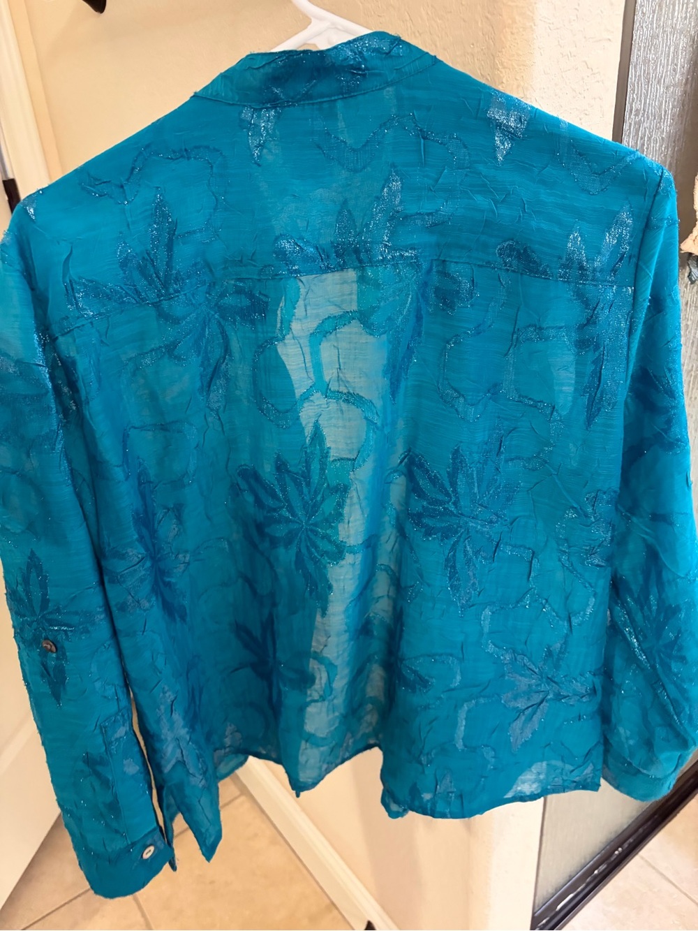 Ruby Rd. Teal Embroidered Petite Button-Front Jacket - Picture 3 of 3
